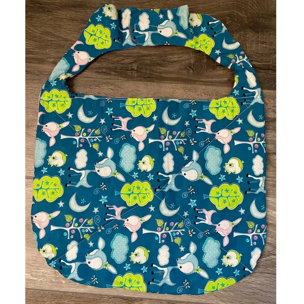 Handmade Set of 3 Childrens Baby Bibs Hook Loop Closure Large Fabric Quilted
